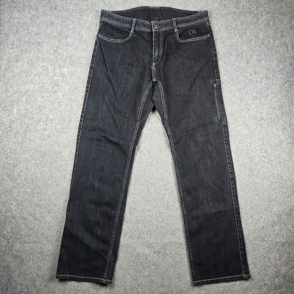 Club Ride Jeans Mens 34x32 Black Denim Cycling Commuter Zip Pockets Activewear